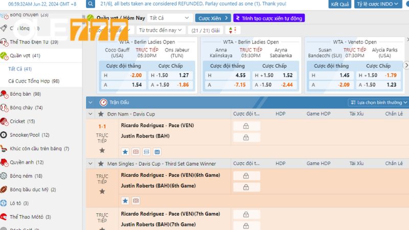 Người chơi truy cập và theo dõi bảng kèo quần vợt