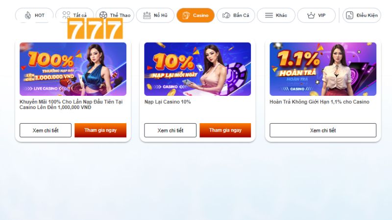 Bạn tham gia khuyến mãi casino nhận thưởng liền tay